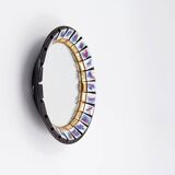 Miroir mural rond en céramique, Belgique, 1970