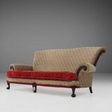 Large Victorian Sofa and Matching Ottoman, United Kingdom, 1890s