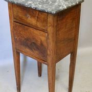 Directoire bedside table in walnut with marble top.