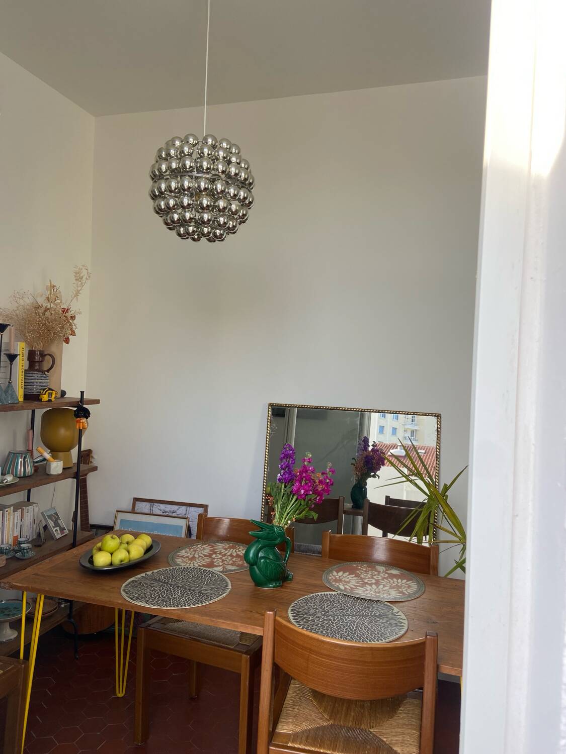 Space age chrome pendant light