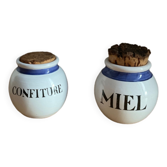 Ceramic spice jars, jam, honey