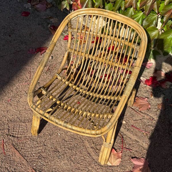 Fauteuil en rotin, France années 50