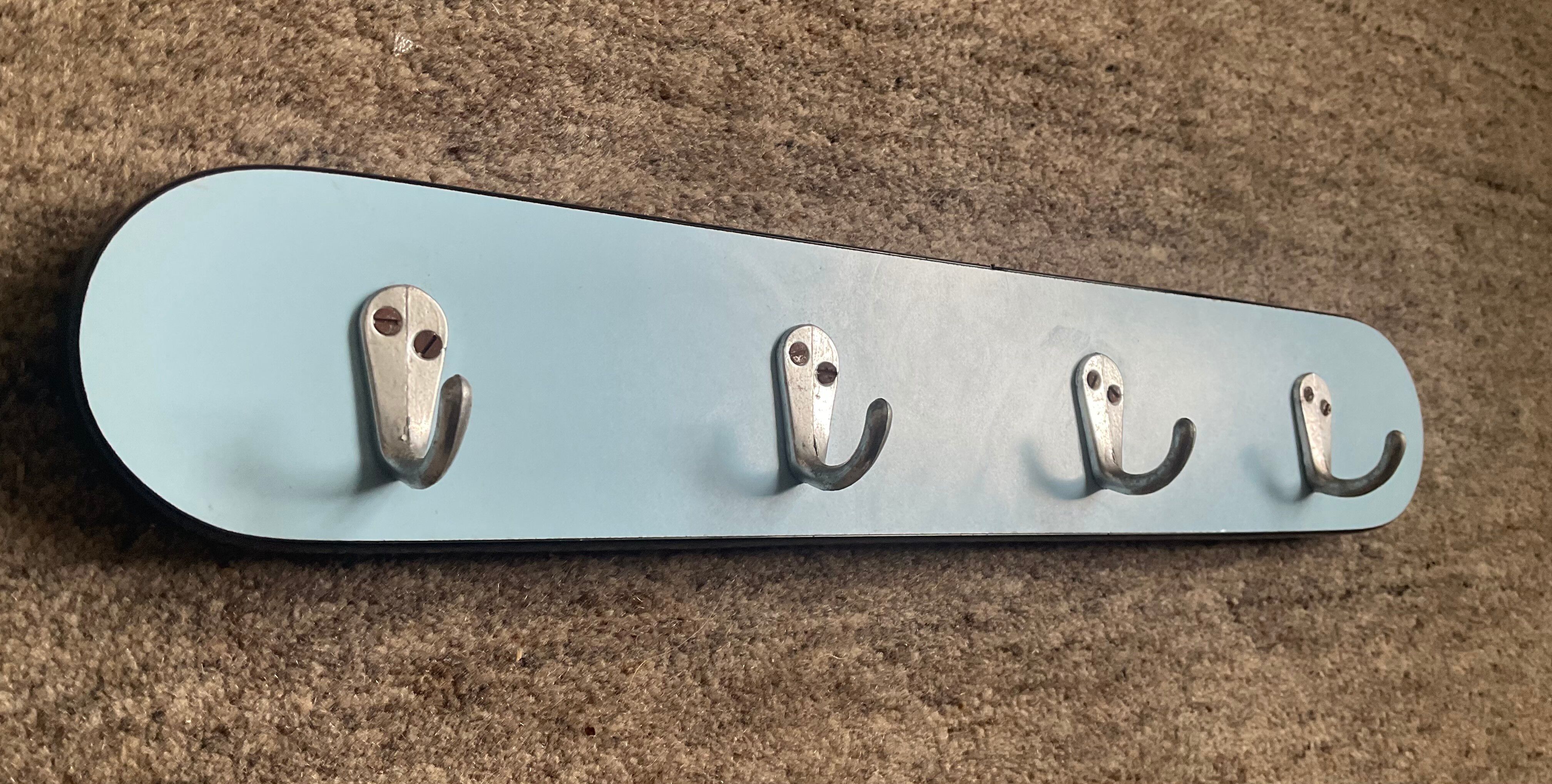 1960s towel rack in blue Formica