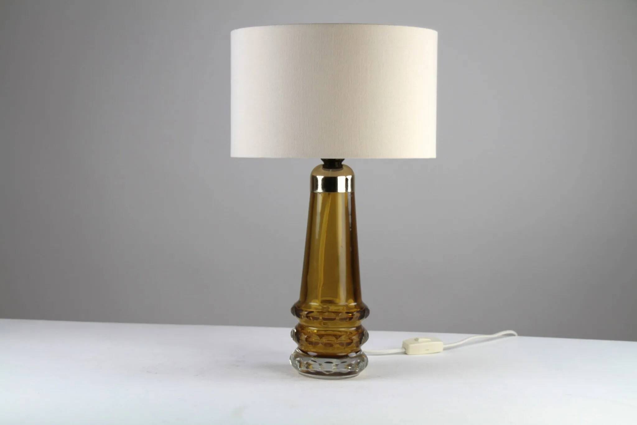 Amber & Clear Glass Table Lamp – Sweden, 1960s/1970s