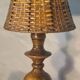 lampe de chevet scandinave bois olivier abat jour osier tres bon etat 35x19