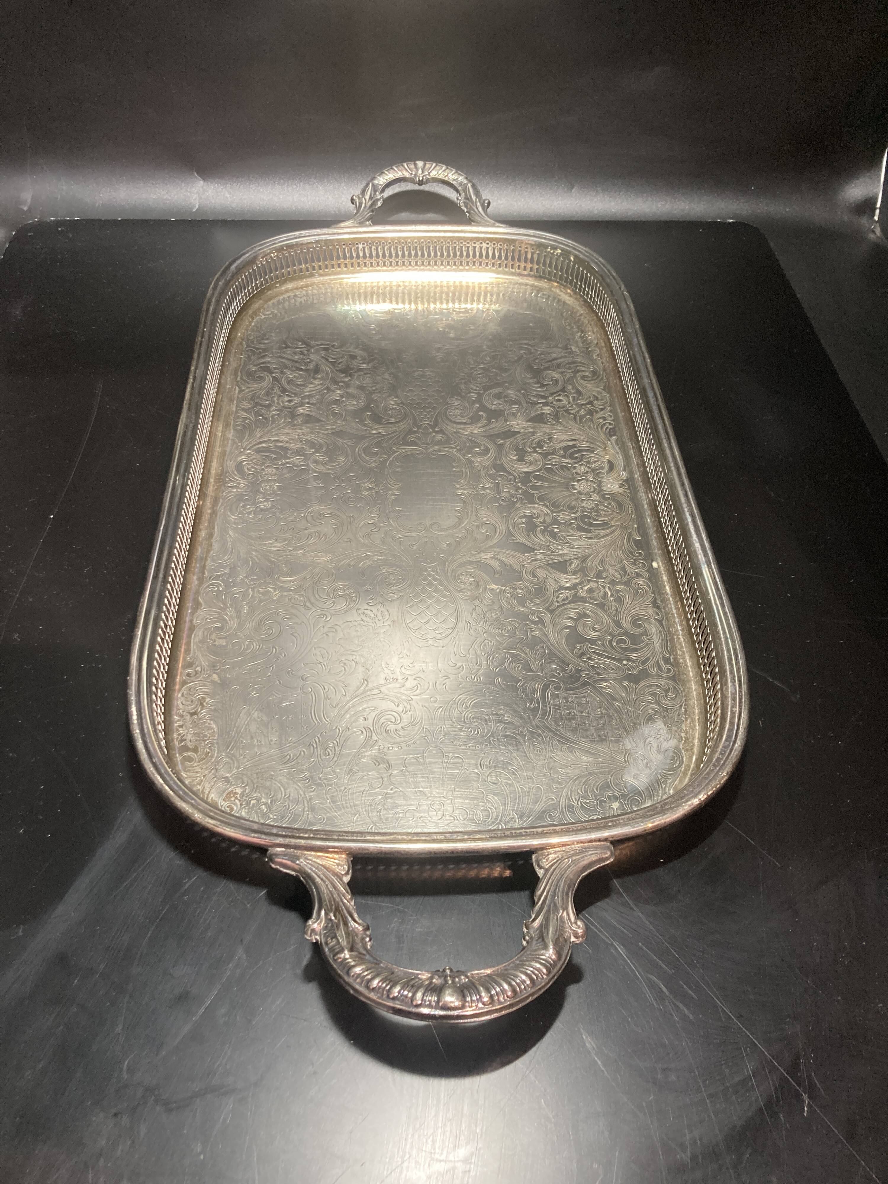 Silver metal tray