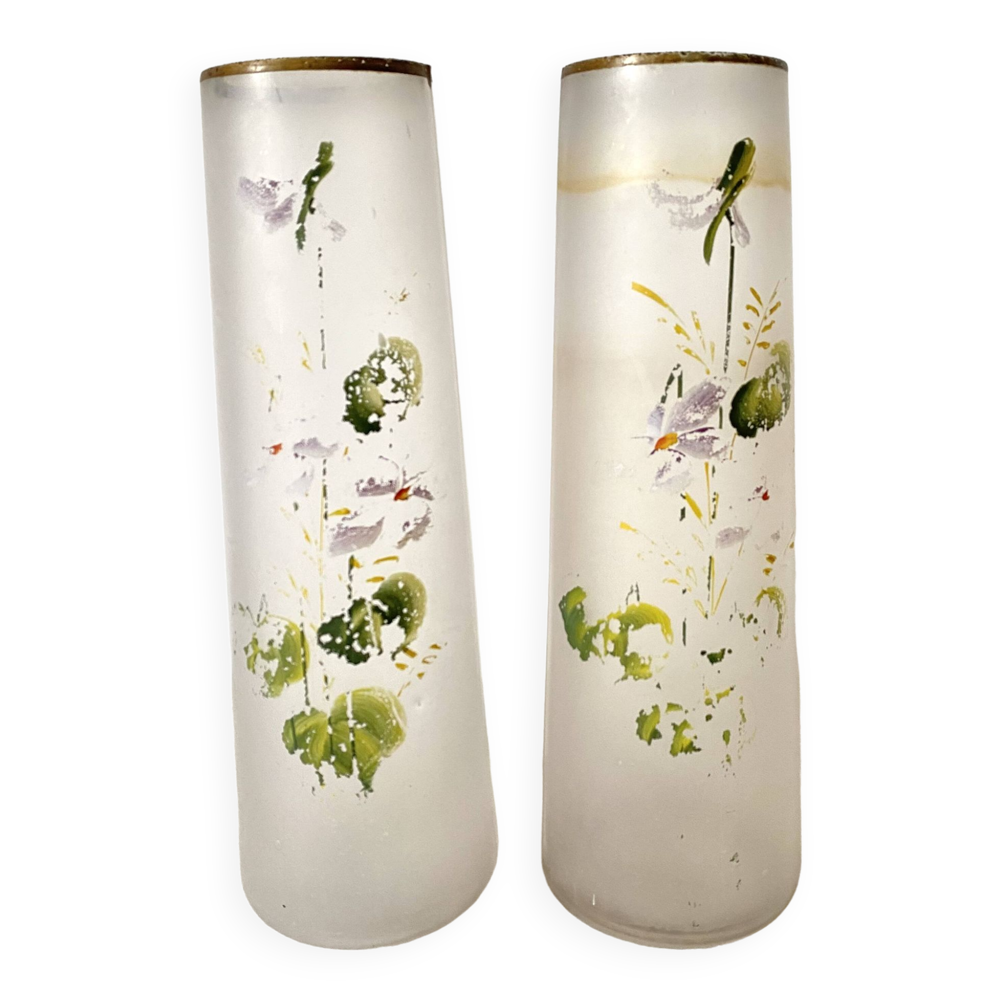 Pair of antique glass paste vases