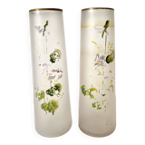 Paire de vases anciens  en pâte de verre