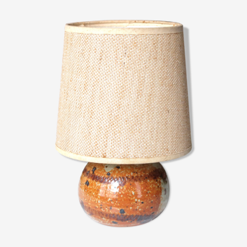 Lampe en céramique, abat-jour tissu, années 60