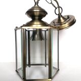 Lantern pendant light with beveled glasses
