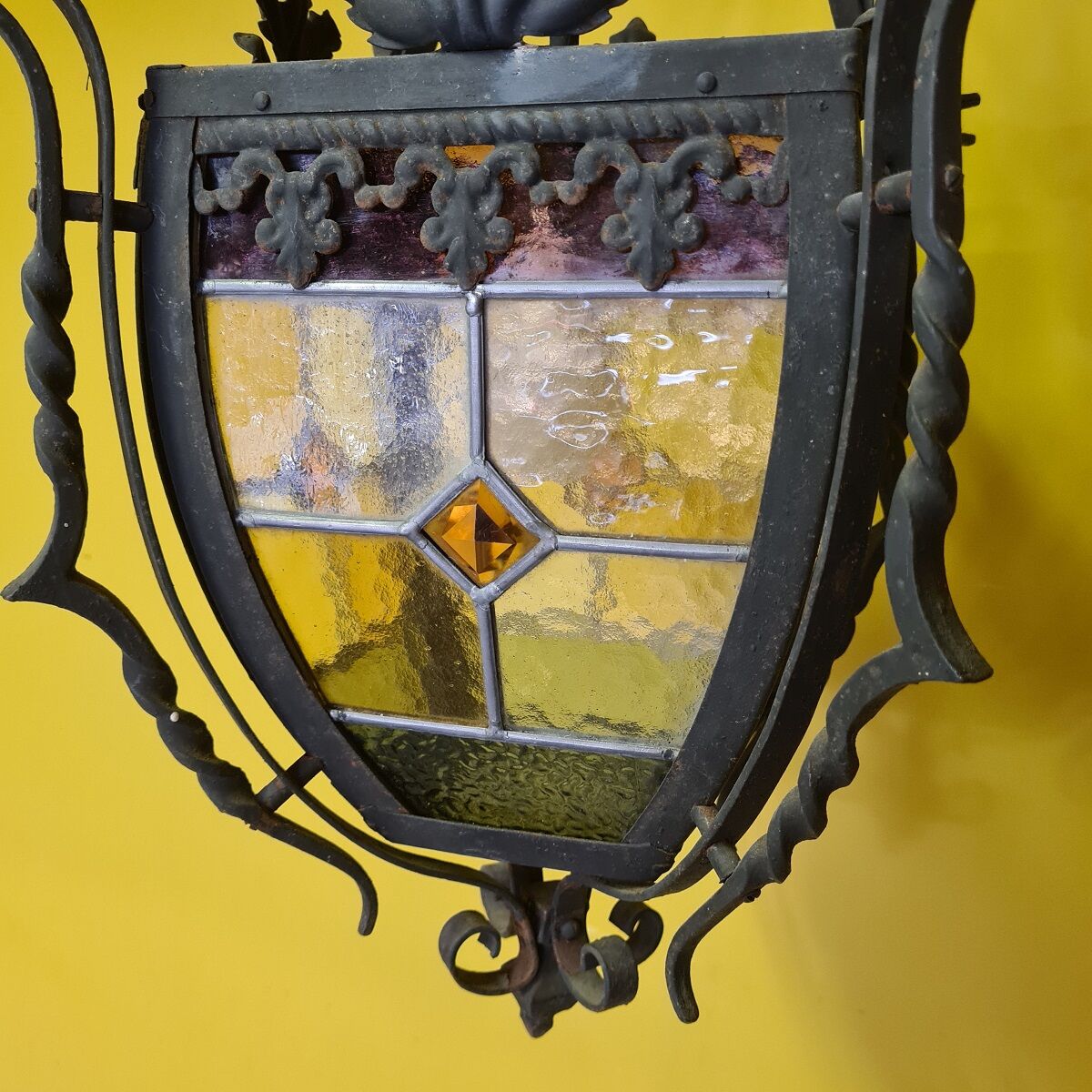 Antique french gothic style hanging lantern, from around 1900.