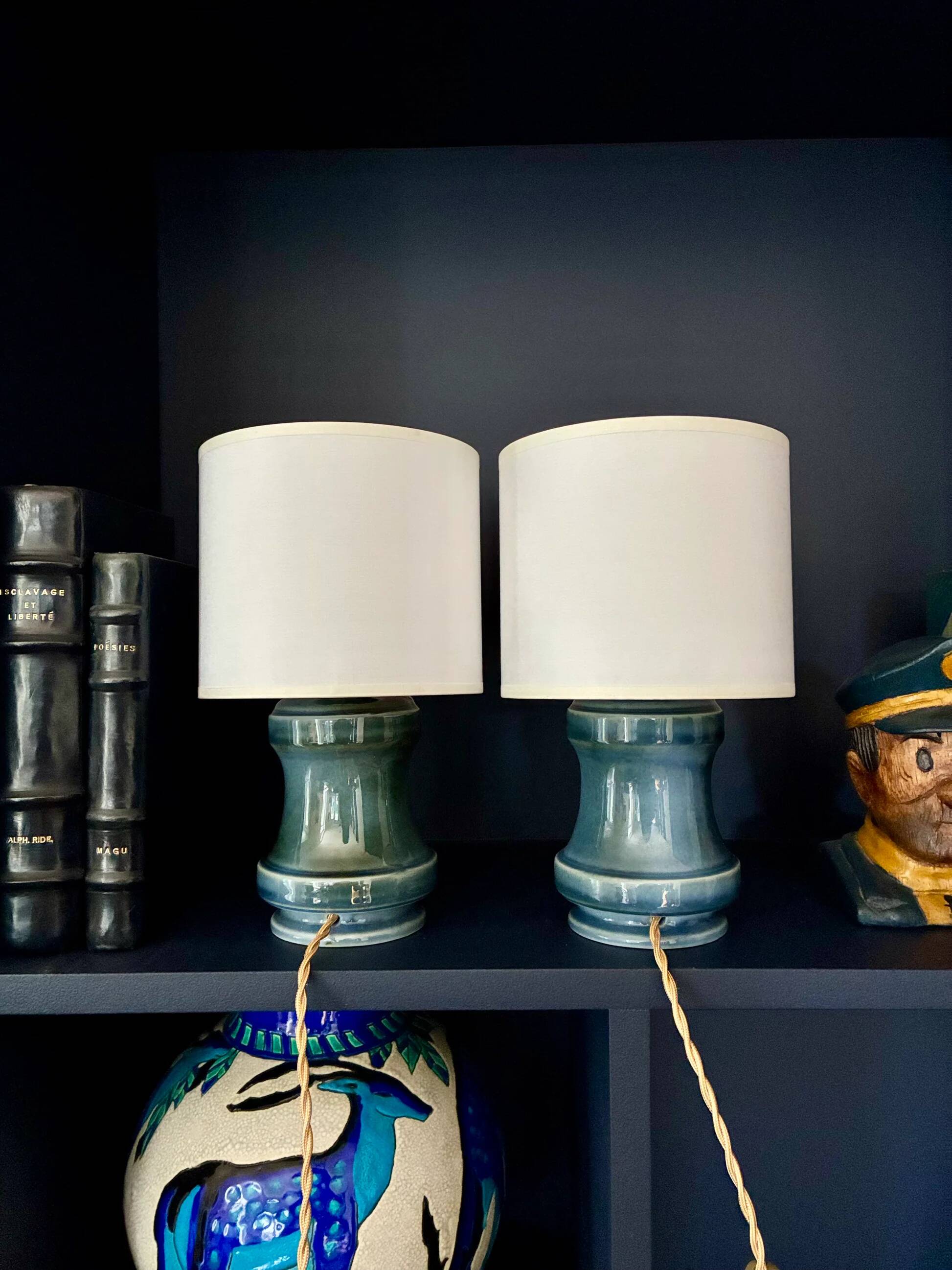 Pair of "Haddock" porcelain bedside lamps - 1950.