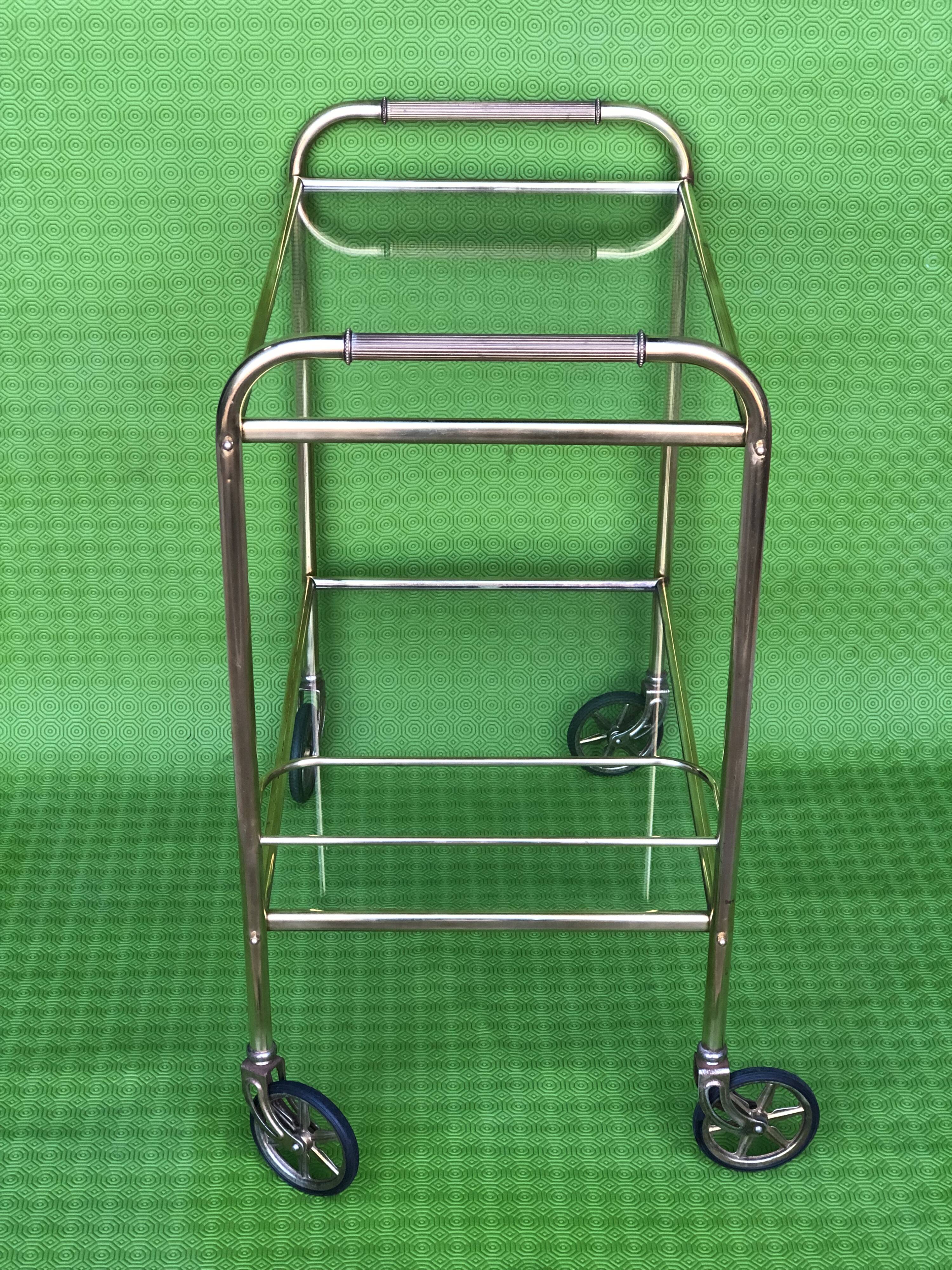 Desserte roulante vintage 1960-1970 metal dore