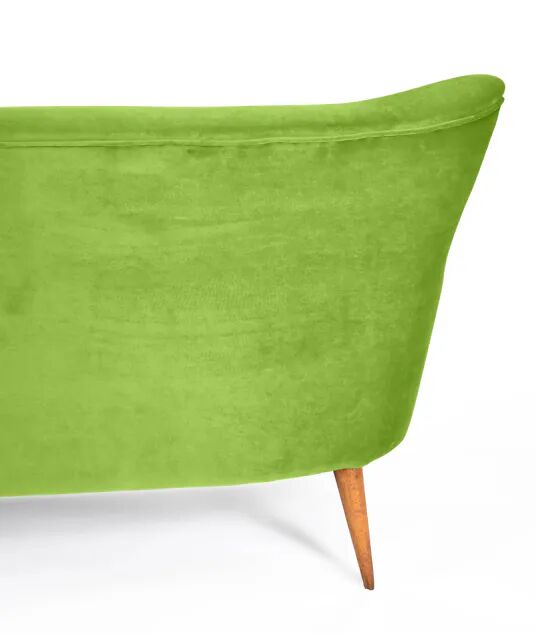 Three-seater velvet sofa, 1960s, pistachio, restored.