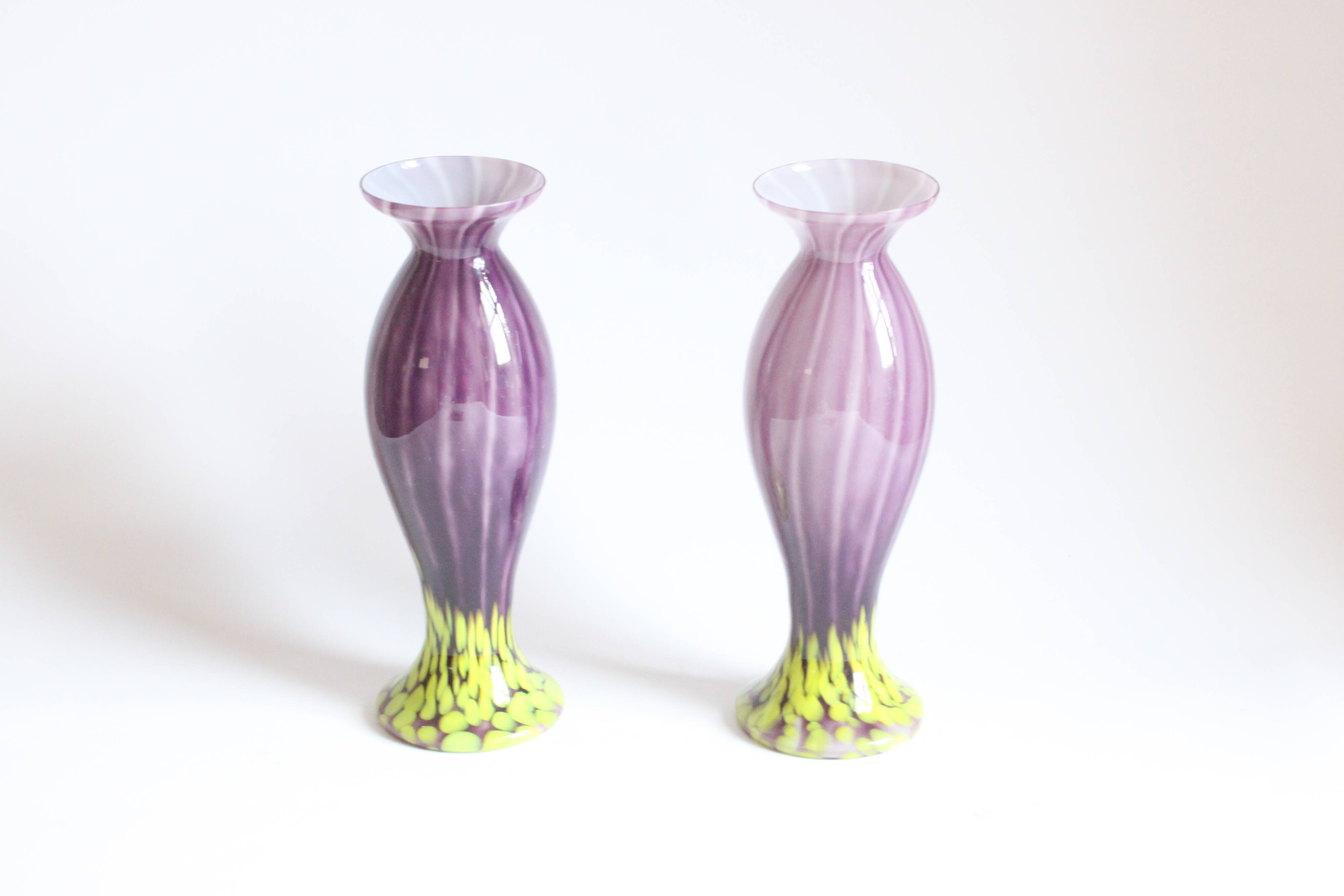 Art Nouveau glass vases by Franz Welz, Czech republic 1930s.