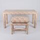 Console or desk set with its upholstered stool, Parsons style, 1980s.