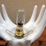 Hand-shaped lamp and opaline globe