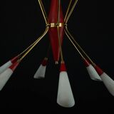 Mid-Century 12 lights chandelier in the manner of Stilnovo. Italy 1950s