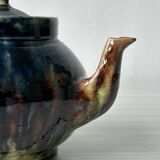 Numbered ceramic teapot, Belgian pottery style.