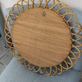 Vintage mirror in rattan flowers, sun