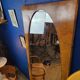 Miroir vintage géant bois clair miroir ovale 1920