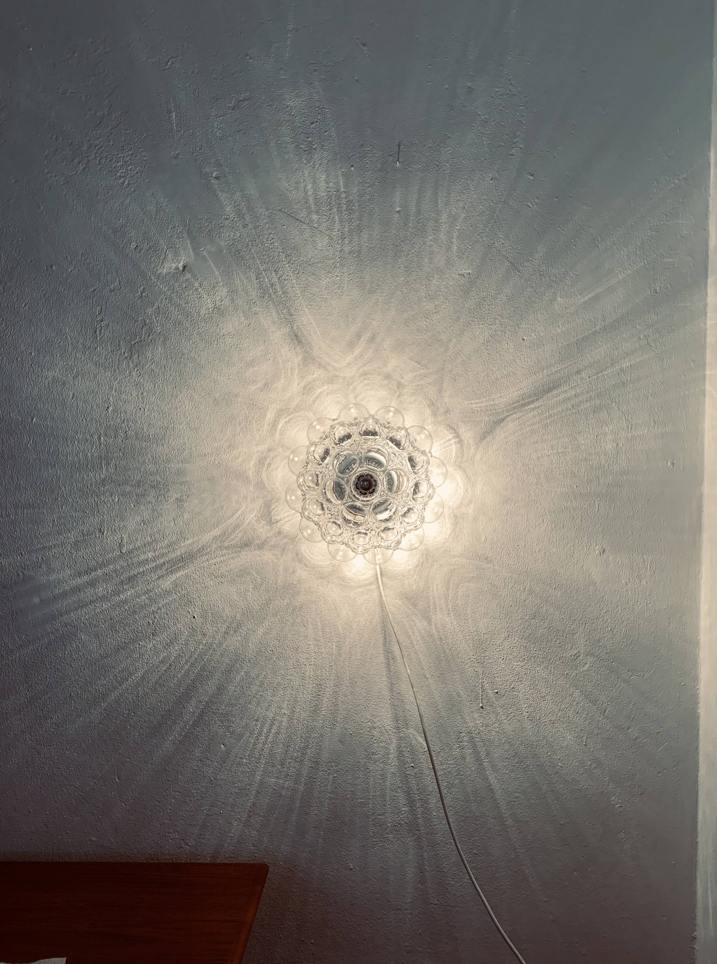 Bubble glass wall lamp or flush light by Helena Tynell for Glashütte Limburg