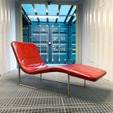 B&B Italia red leather lounge chair by Jeffrey Bernett