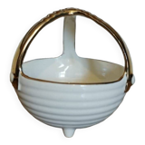 Small ceramic basket with gilding stamped "Faience Tchéchoslovaquie"