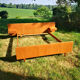 Vintage double double bed Exotic wood built-in hanging bedside tables