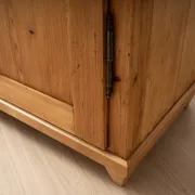 Antique German Pine Wardrobe with Hanging Rail and Shelf, Late 19th Century