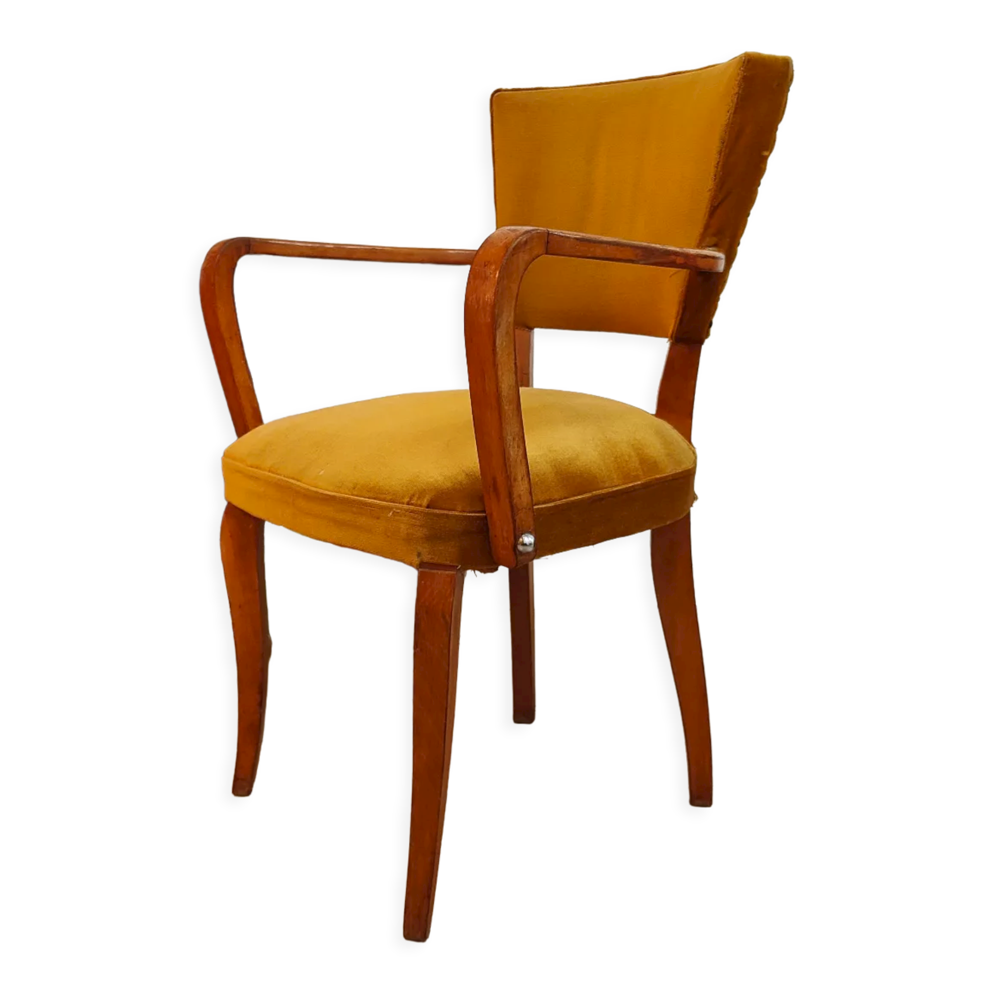 Fauteuil chaise bridge ancien moutarde