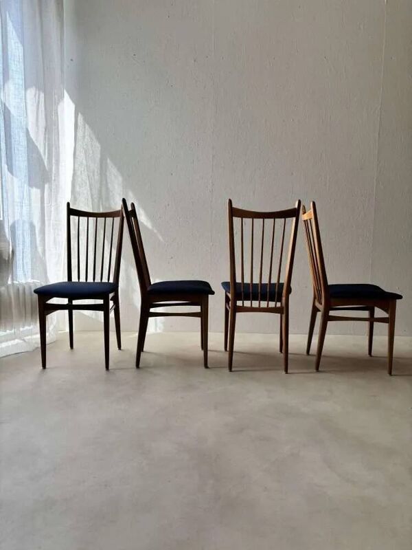 Ensemble vintage de chaises de salle à manger avec nouvelle garniture, 60 dining