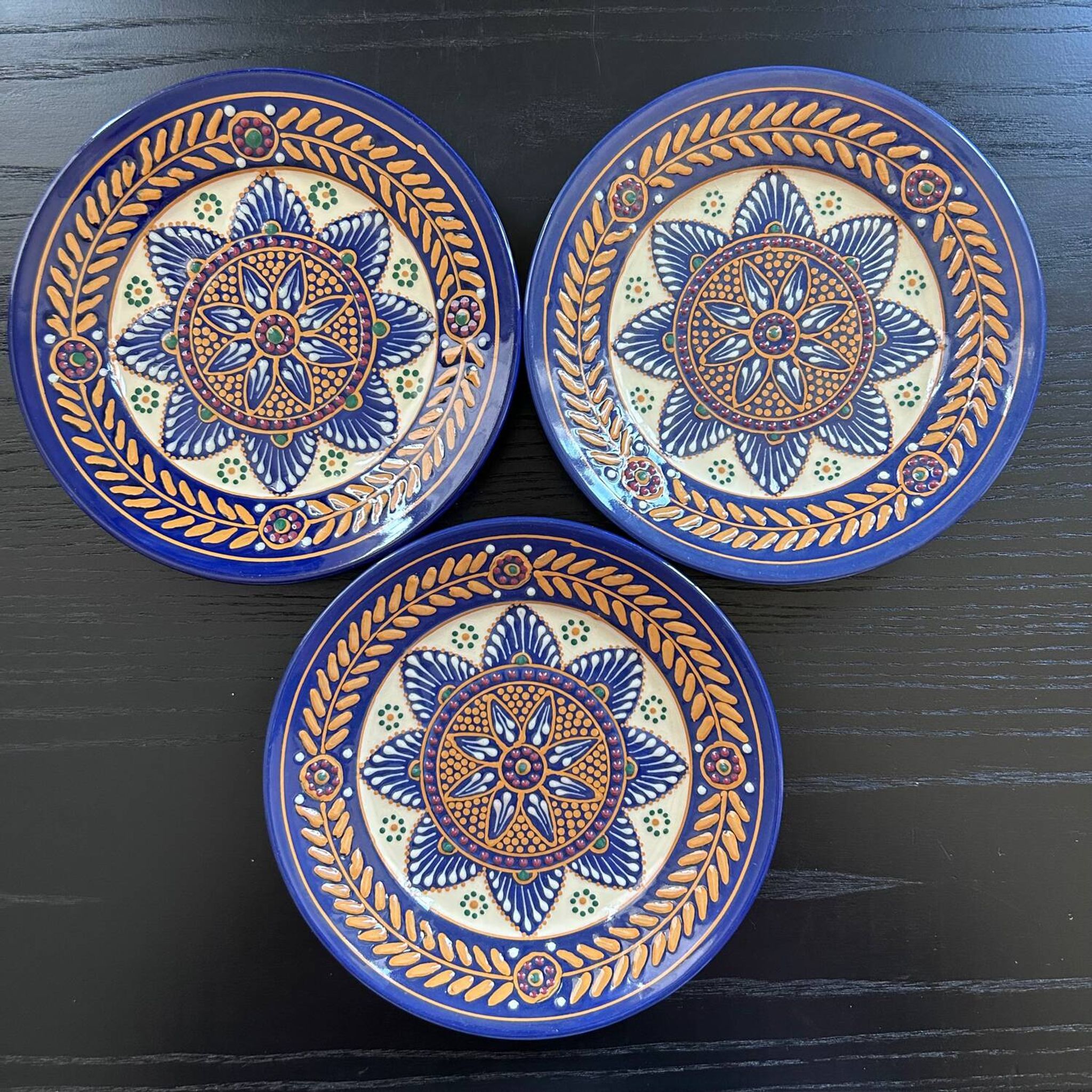 Trio of plates signed HB Quimper