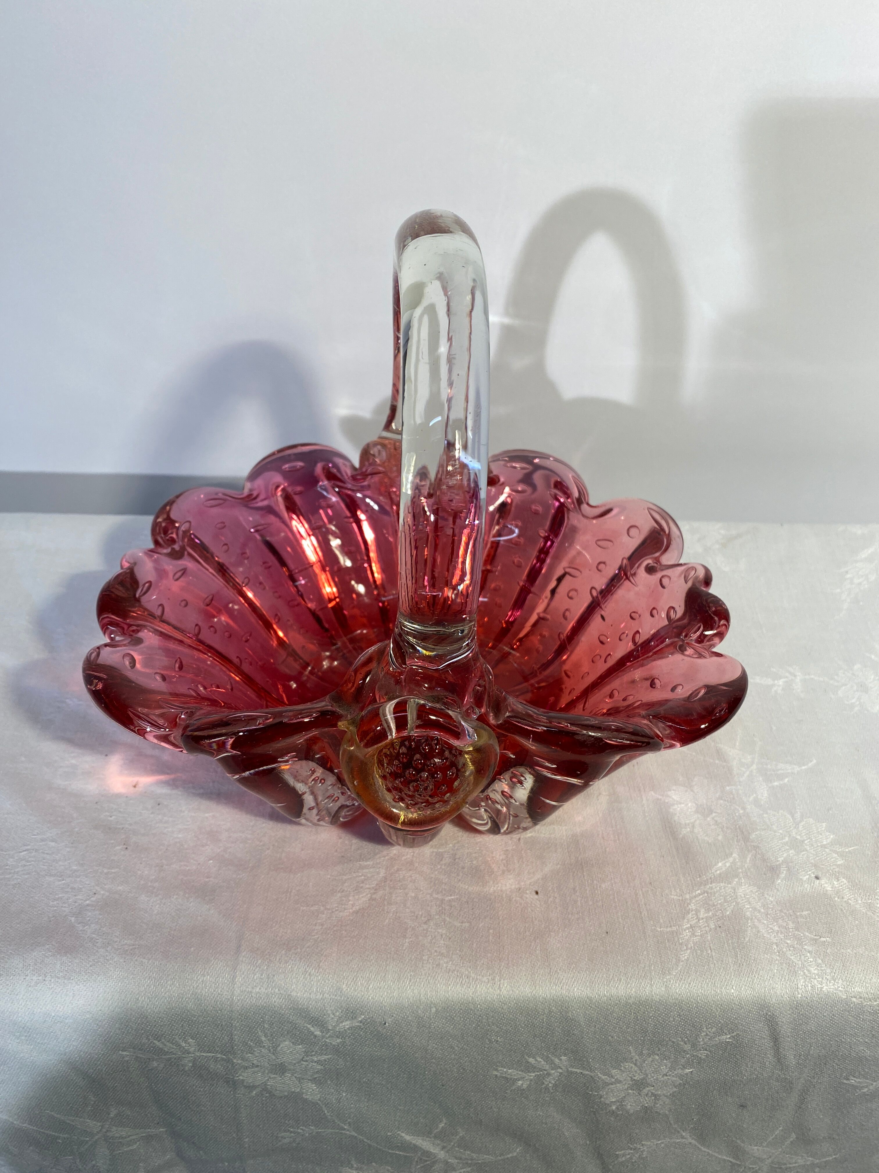 Vintage murano glass basket