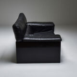 Black Leather Italian design Cini Boeri 'Brigadier' loveseats for Knoll - 1980s