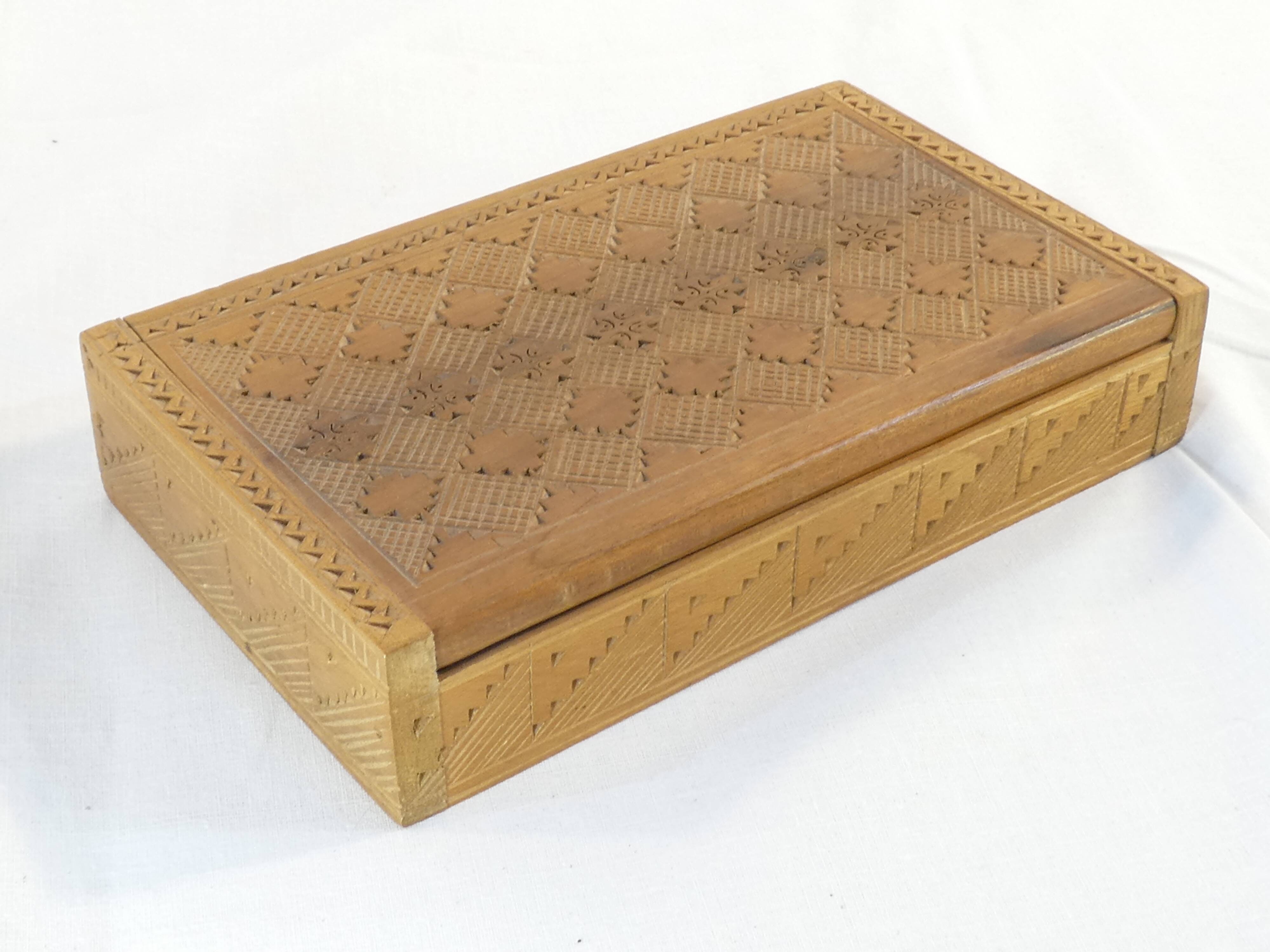 Old carved wooden box