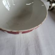 Old bowl in earthenware DIGOIN SARREGUEMINES with faceted burgundy.
