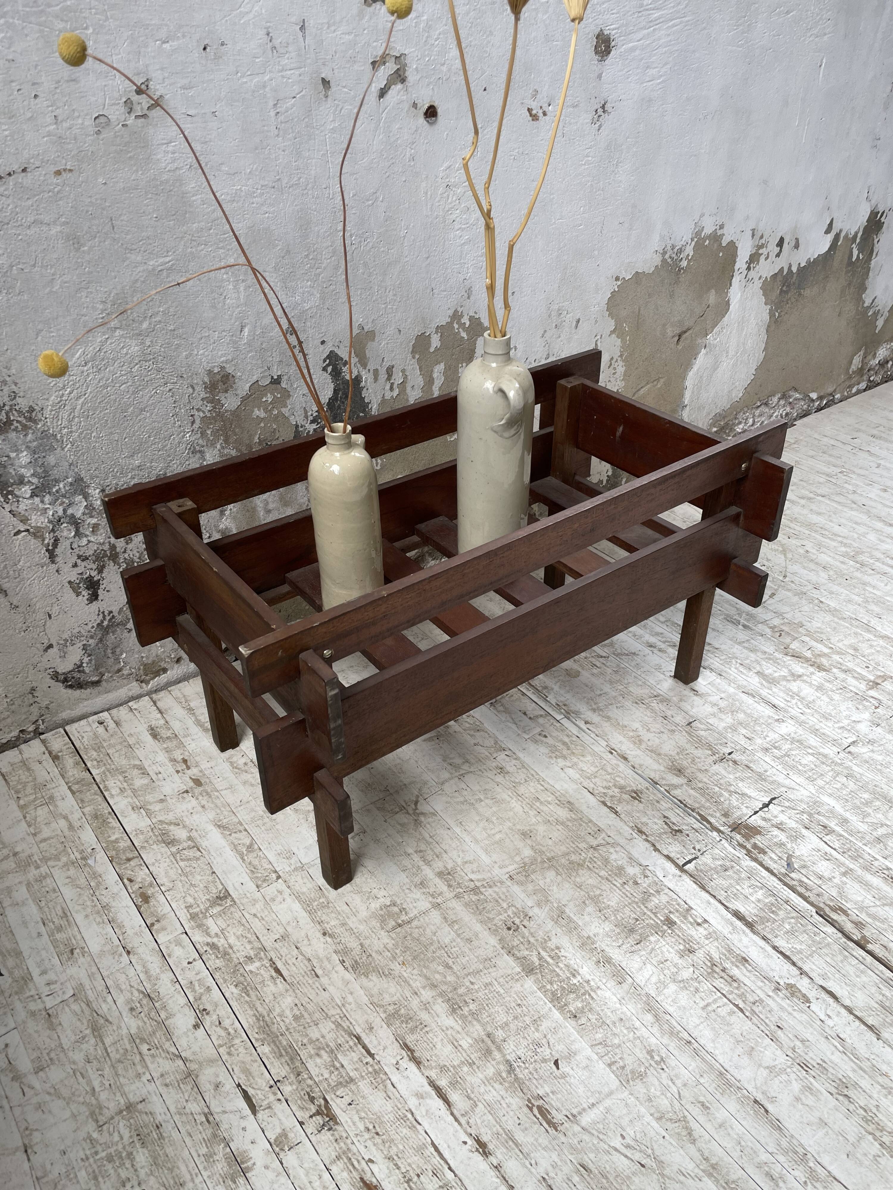 Small modernist oak planter from the 1950s