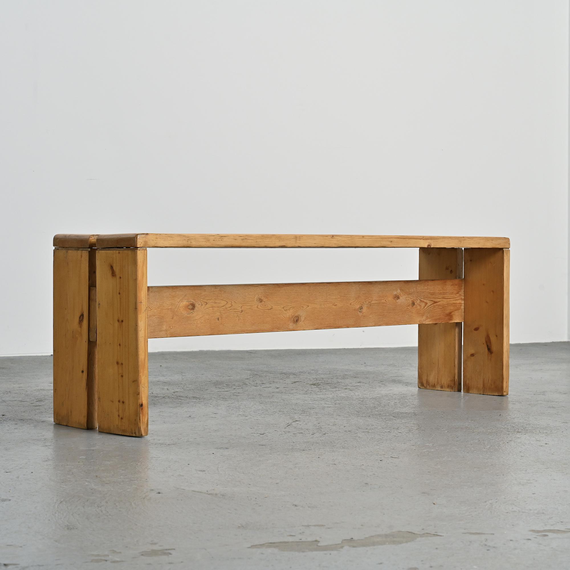 Banc en pin massif, Les Arcs, circa 1973