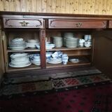 Buffet from the late 19th century with pink-brown marble in Louis XV style.