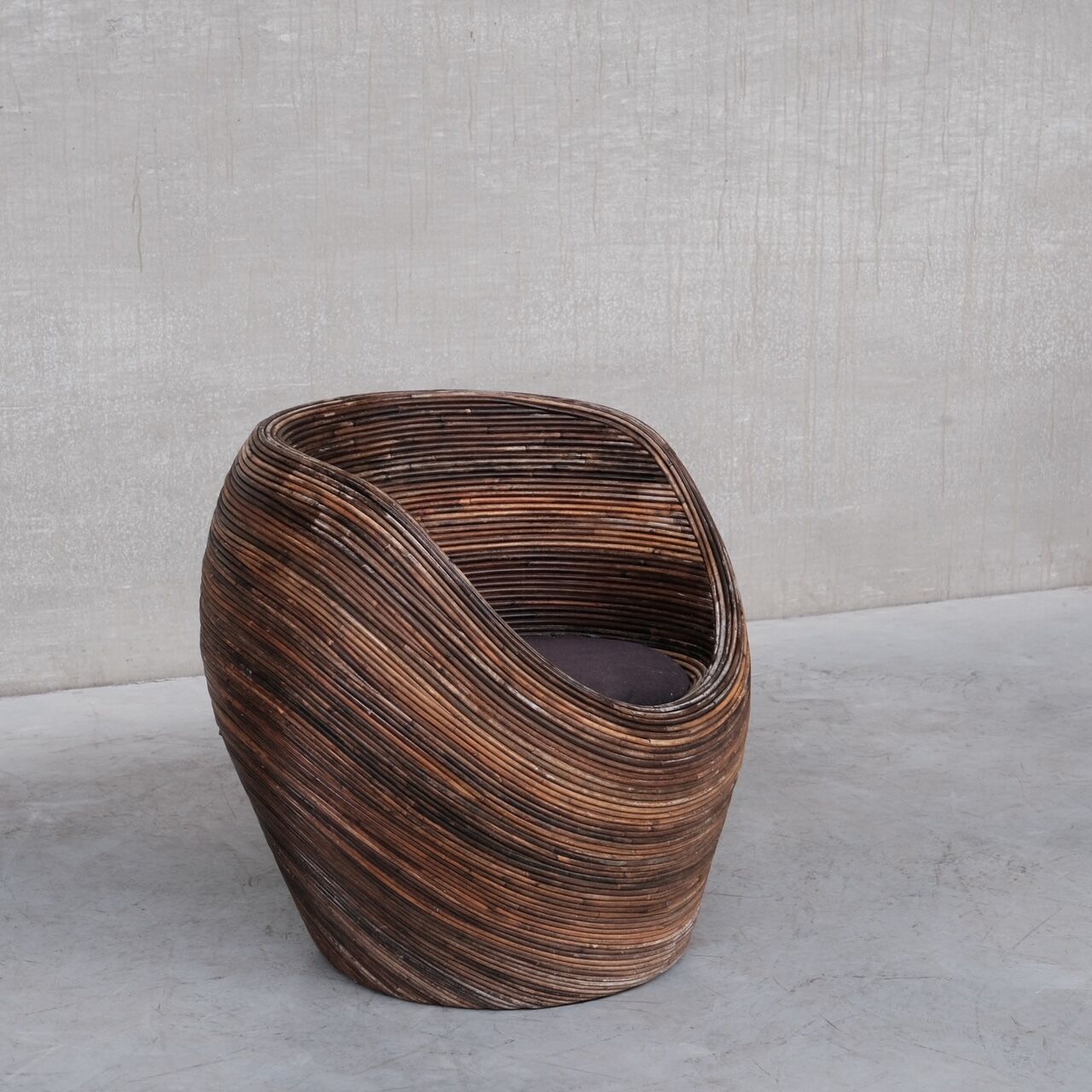 Mid-Century Italian Reed Lounge Chair