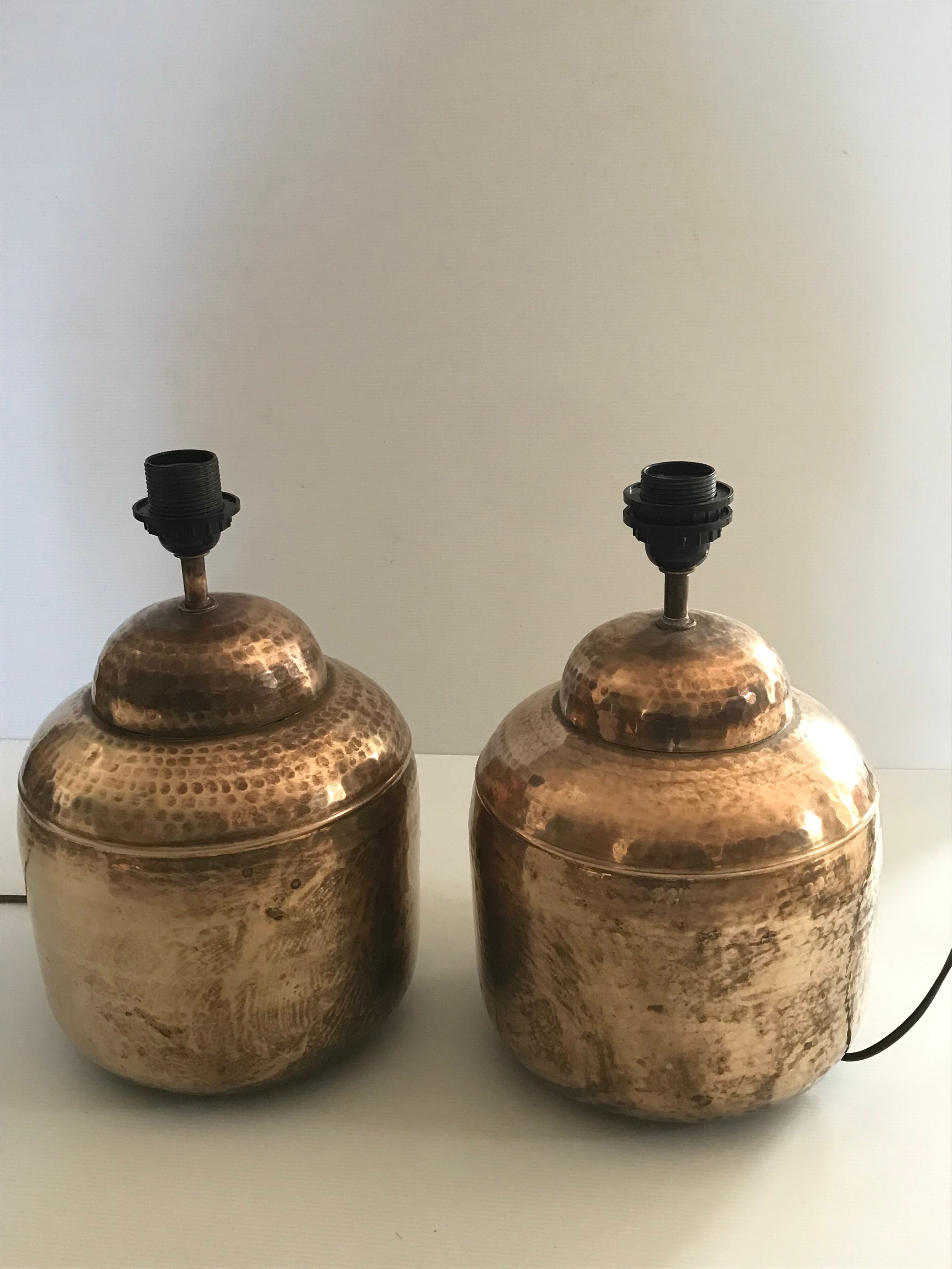 Vintage hammered brass lamp