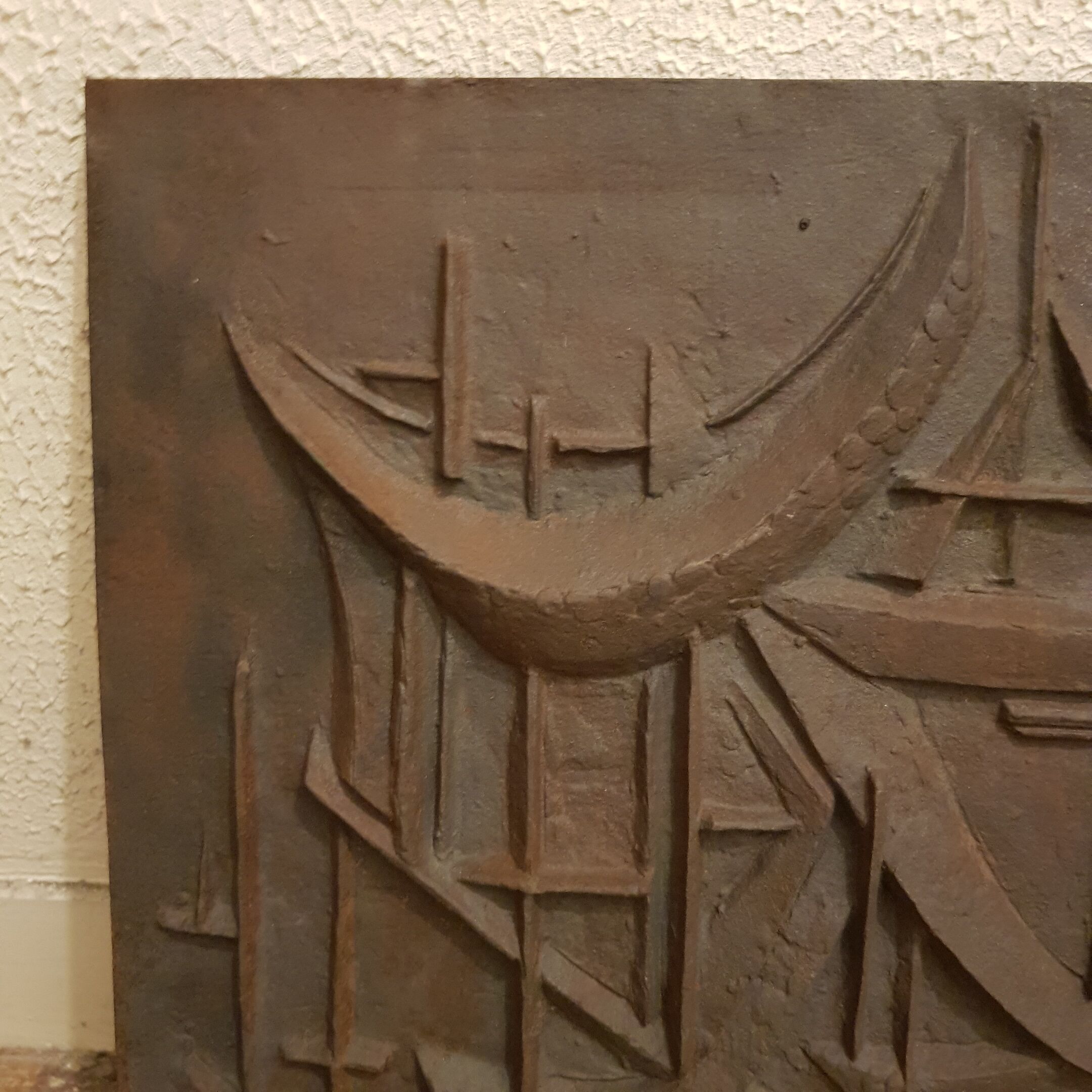 Plaque de cheminée fonte composition abstraite Meneaus