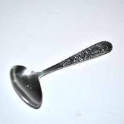 Vintage silver-plated metal porridge spoon, Donald Duck cutlery for children
