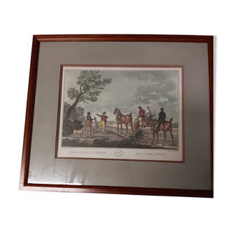 Old framed lithograph signed carle vernet 1758 1836