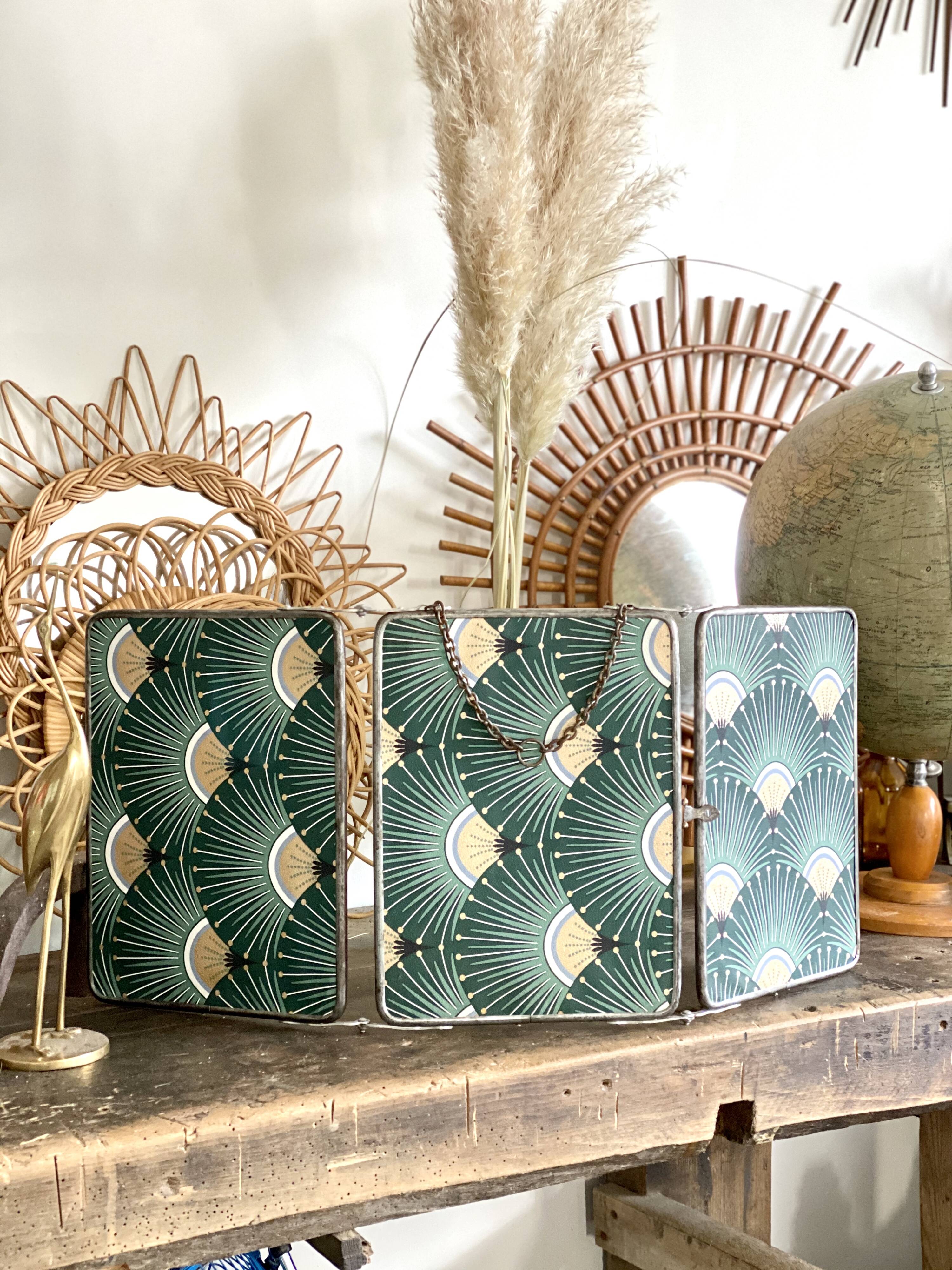 Vintage triptych barber mirror