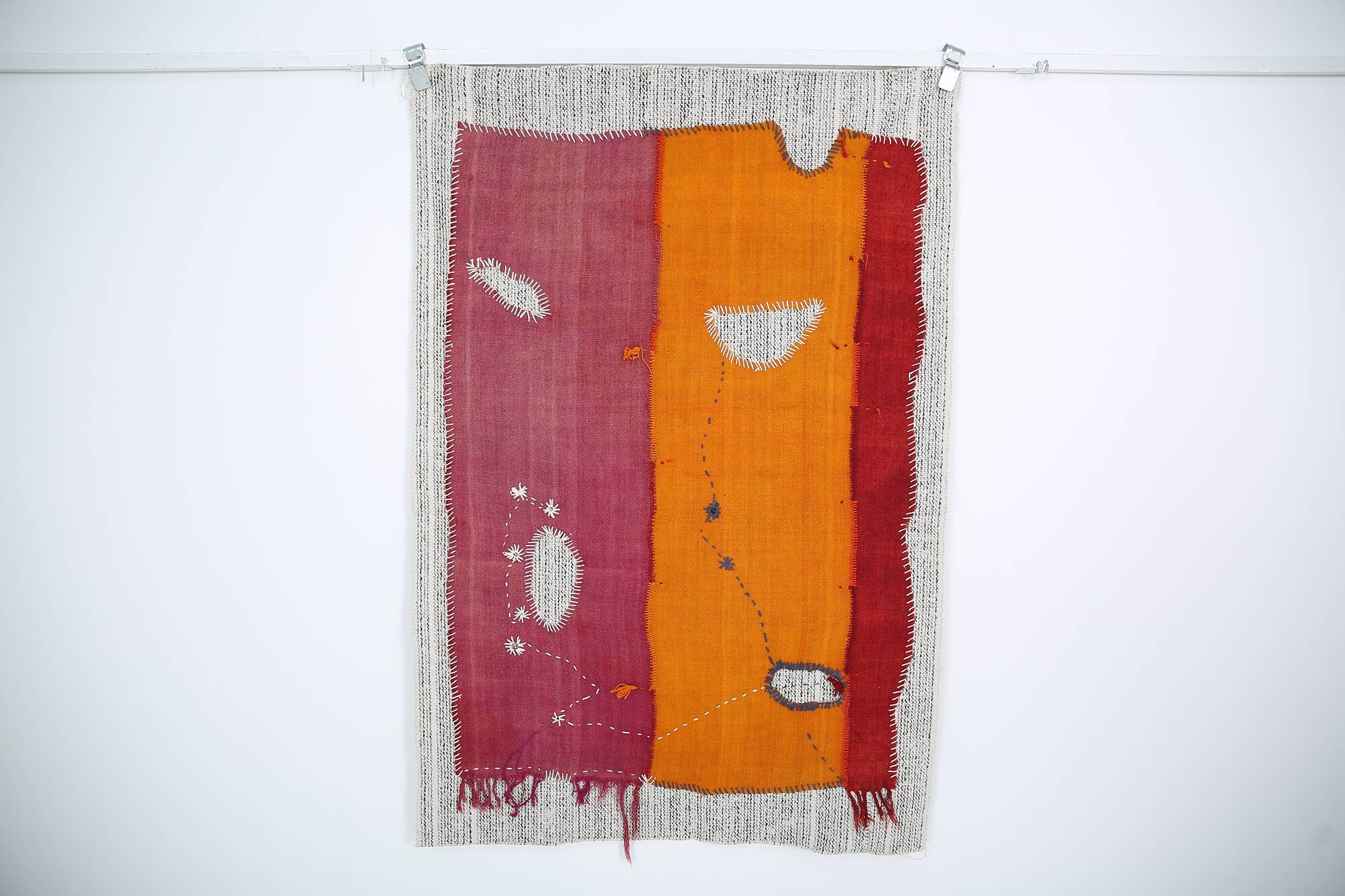 Handwoven Textile Wall Hanging, Vintage Wall Rug, 106x156 Cm