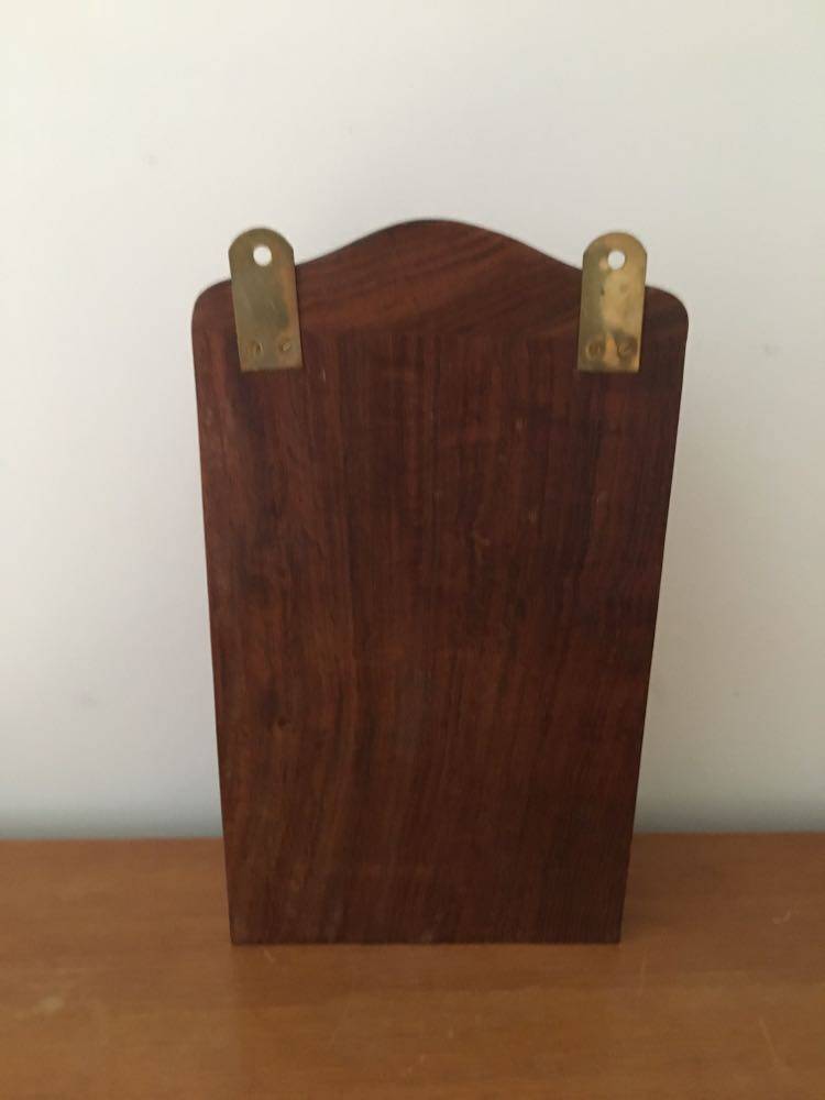 Key box in wood and brass and central motif representing a sailor's anchor