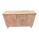 Vintage 1950s oak enfilade buffet with tapered legs.
