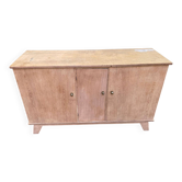 Vintage 1950s oak enfilade buffet with tapered legs.